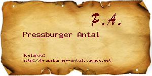 Pressburger Antal névjegykártya
